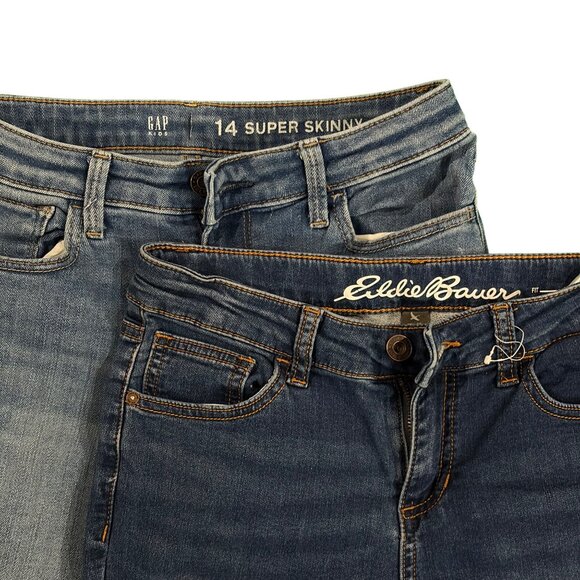 Gap Kids 14 Super Skinny & Eddie Bauer Dark Wash Girls Jeans Bundle - Picture 5 of 7